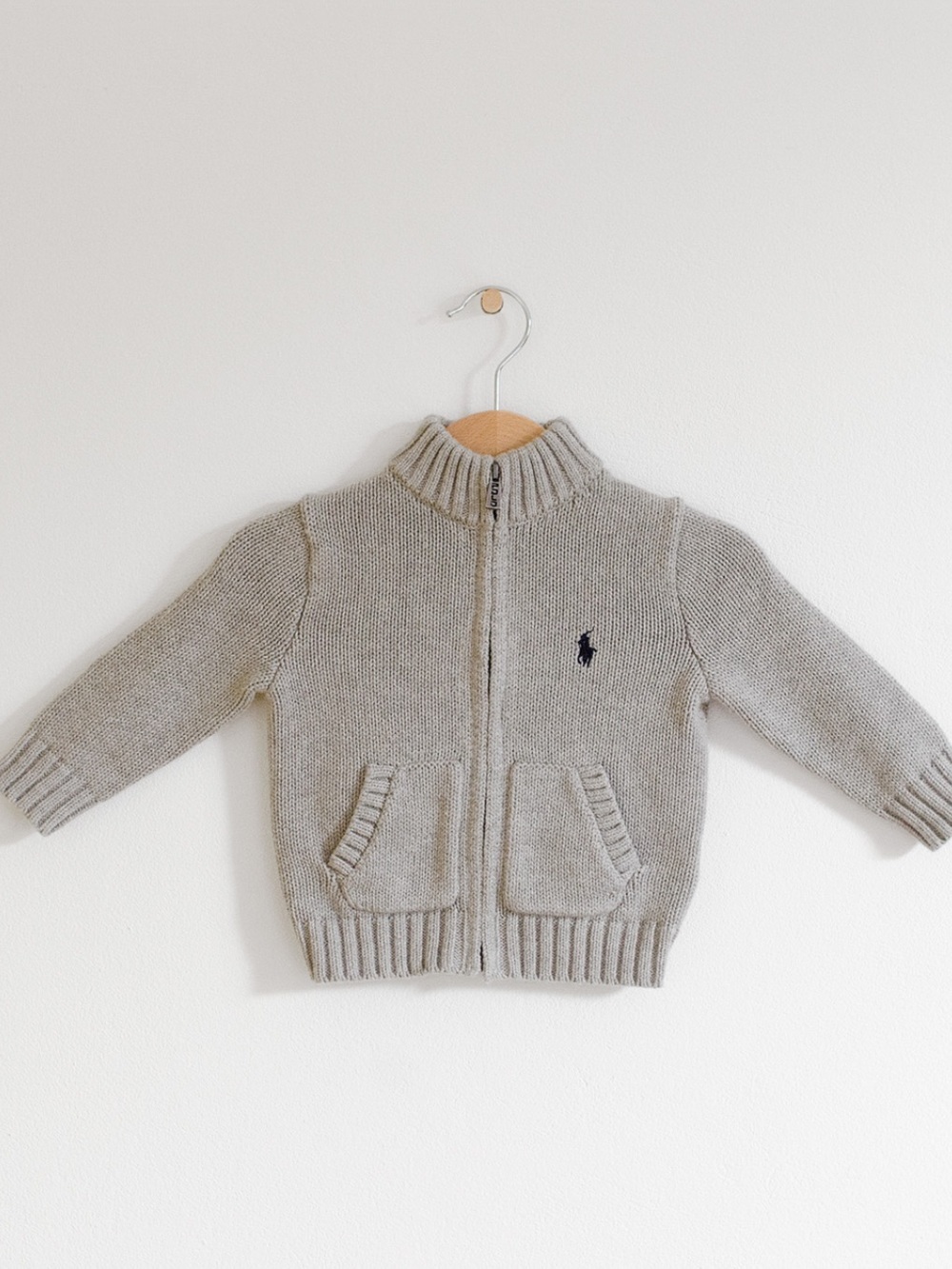 Ralph Lauren Boys' Cotton Full Zip Sweater - Baby size 4T in Grey